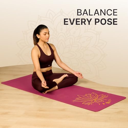 CULT TPE Yoga Mat 6mm with Carry Bag & Strap – Eco-Friendly, Non-Slip, Lightweight & Durable Exercise Mat for Yoga, Pilates, Meditation & Home Workouts – Purple Lotus Print - Image 3