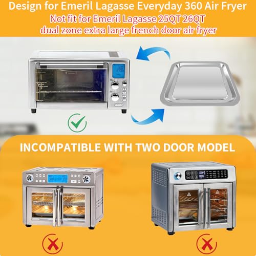 GWY Air Fryer Baking Pan for Emeril Lagasse Everyday 360 Air Fryer, 12''×10'' Stainless Steel Air Fryer Accessories Replacement Parts Tray Bake Pan, Not fit for Emeril Lagasse 26 QT 25 QT French Door - Image 3
