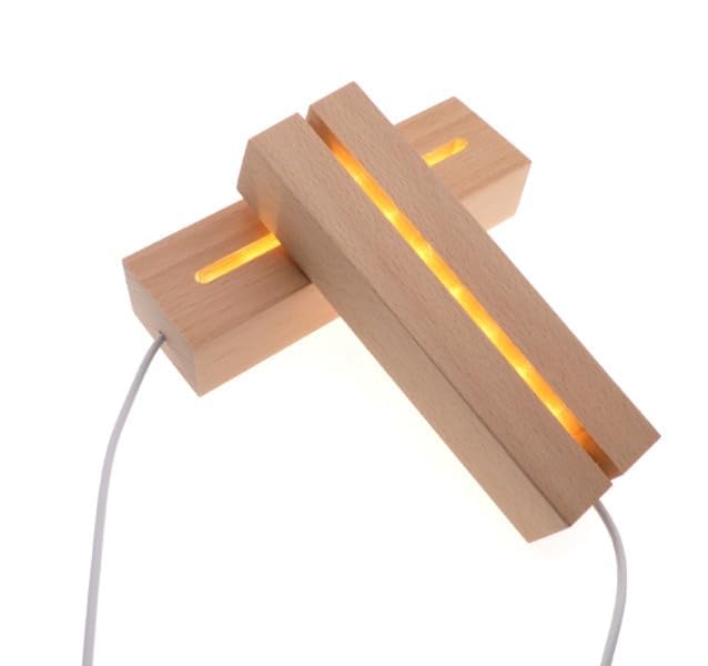 SNOOGG LED Display Night Lights Wood Lighted Base L Stand for DIY Glass Jewelry 300mm Name letters Resin art display (6 In) - Image 1
