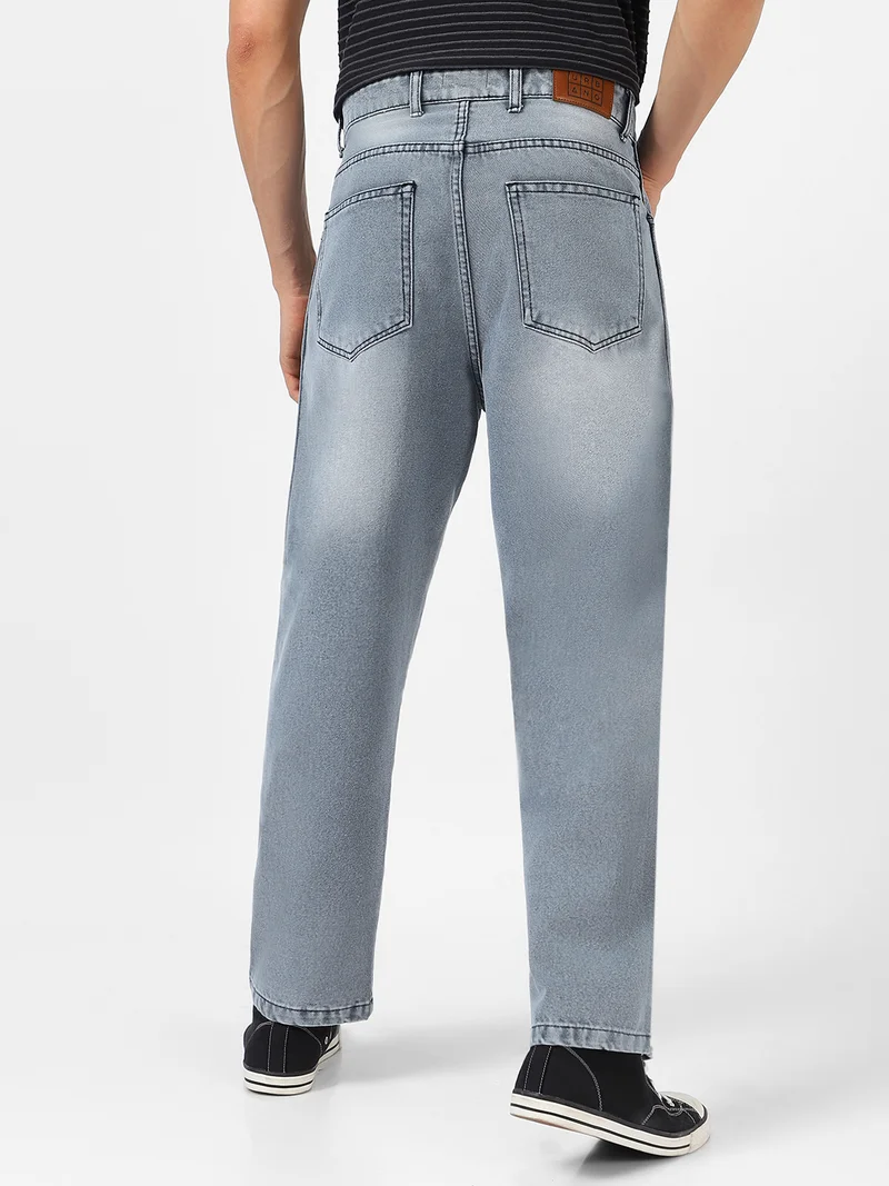 Urbano Fashion  Urbano Fashion Men's Grey Loose Baggy Fit Cut and Sew Panelled Jeans Non-Stretchable  | Best Price UAE