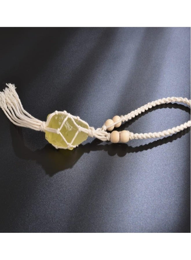 2 Pack Healing Crystal Car Hanging Ornaments for Rear View Mirrors - Citrine & Green Fluorite Home Decor for Meditation & Yoga - Image 5