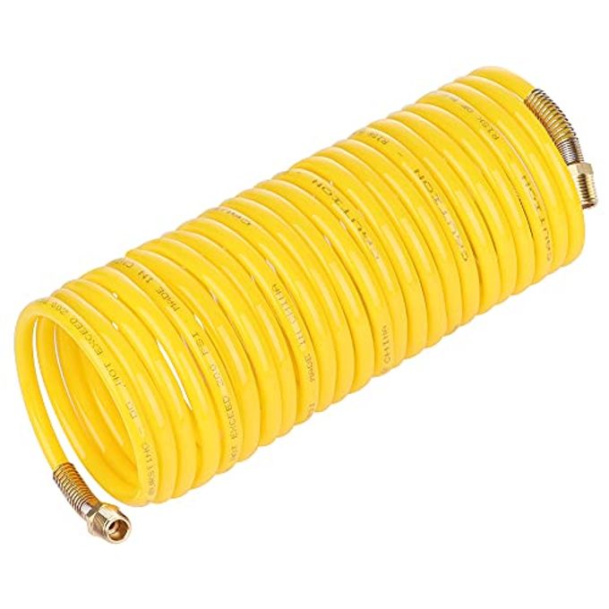 JOROY 1/4 Inch Ã— 25 Ft Recoil Nylon Air Hose, 1/4 Inch MNPT Brass Air Compressor Accessories Fitting, Lightweight Yellow Nylon Compressor Hose - Image 4
