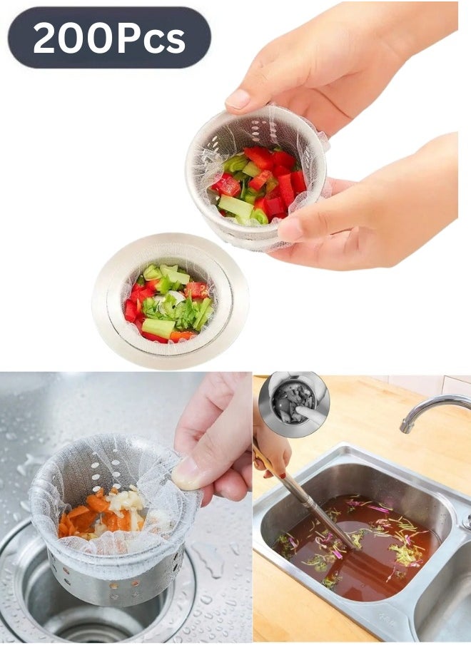 FALMER - 200 pcs Disposable Kitchen Sink Filters - Anti-blocking Garbage Bag Mesh Strainer for Sewer Drain (White) - Image 1
