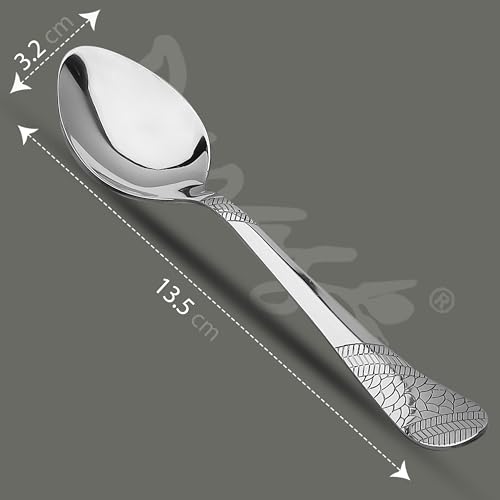 Parage 6 Pieces Stainless Steel Tea Spoons,13.5 cm Long, Premium Spoons Set for Home & Kitchen, Luxury Dinning Tableware Cutlery Set Gift for House Warming,6 Small Spoon, Silver Imperial Design - Image 2