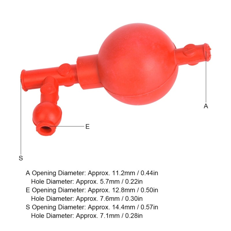Lab Rubber Suction Bulb: 3 Openings High Quality Rubber Material - Corrosion Resistant Safe Quantitative Pipette Ball for Lab Liquid Transfer - Image 4