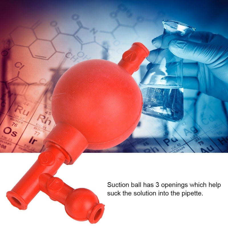 Lab Rubber Suction Bulb: 3 Openings High Quality Rubber Material - Corrosion Resistant Safe Quantitative Pipette Ball for Lab Liquid Transfer - Image 3