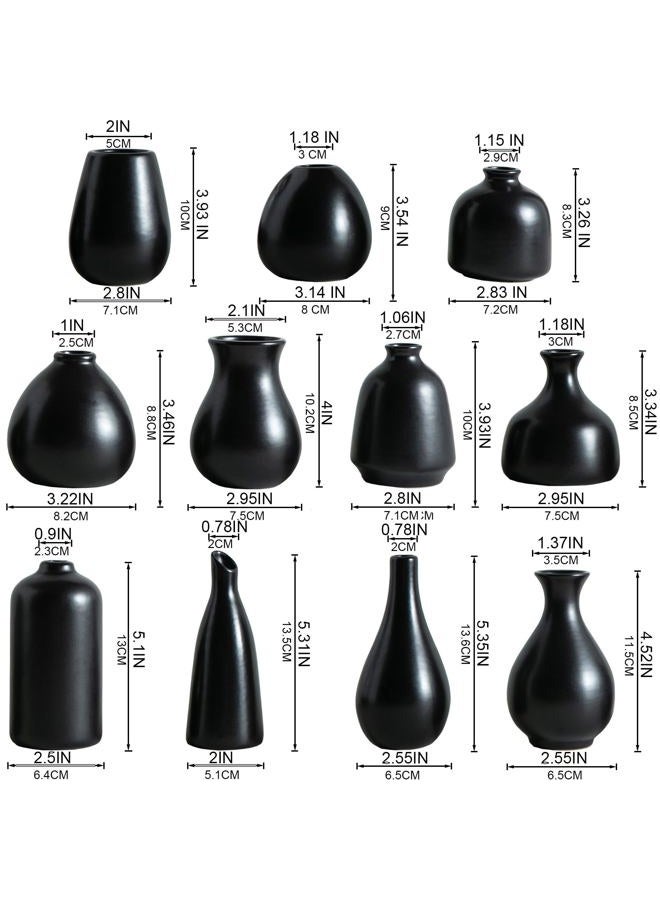 Kendiis Ceramic Bud Vases, Black Mini Vase Set of 11, Small Pottery Vases for Flowers Mini Ceramic Vases for Pampas Grass Vase Bulk for Wedding Table Centerpieces Decoration Boho Home Decor - Image 3