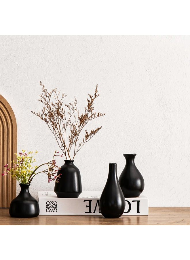 Kendiis Ceramic Bud Vases, Black Mini Vase Set of 11, Small Pottery Vases for Flowers Mini Ceramic Vases for Pampas Grass Vase Bulk for Wedding Table Centerpieces Decoration Boho Home Decor - Image 5