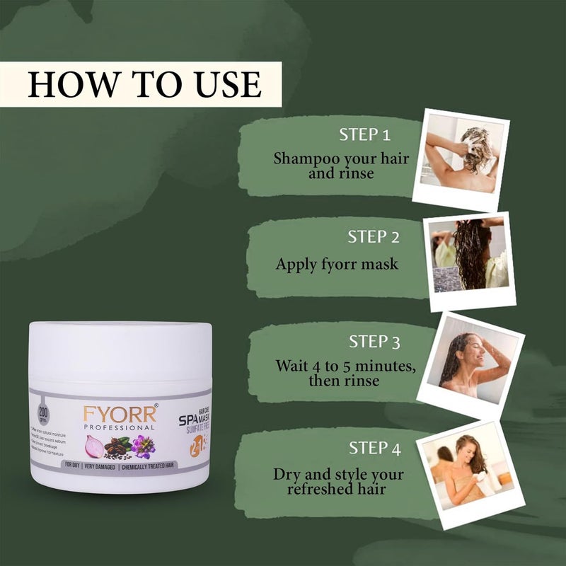 FYORR SulfateParaban Free Biotin Rich Hair Fall Control Shampoo For Smooth Hair300ml With Onion Hair Mask Spa Conditioner 200g And Hair Serum 100ml For Dry Frizzy Damage Chemically Treated Hair - Image 4
