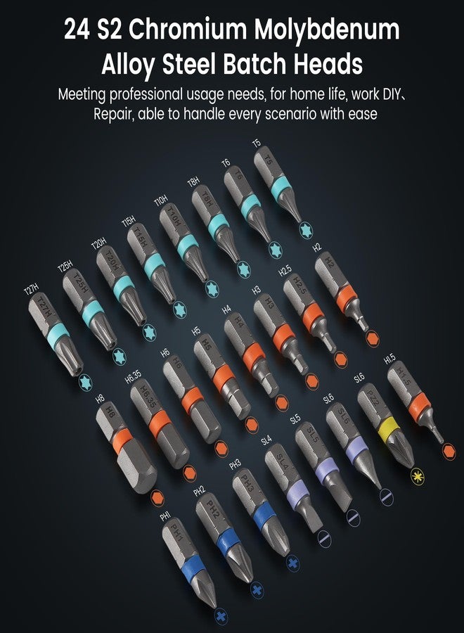 R RUCKERCO 24 in 1 Magnetic Ratchet Screwdriver Set with Precision Bits - Ideal for Home Repairs, DIY Projects, and Electronics - Ergonomic Rotatable Ratchet Handle and Storage Case -Perfect Holiday Gift - Image 4