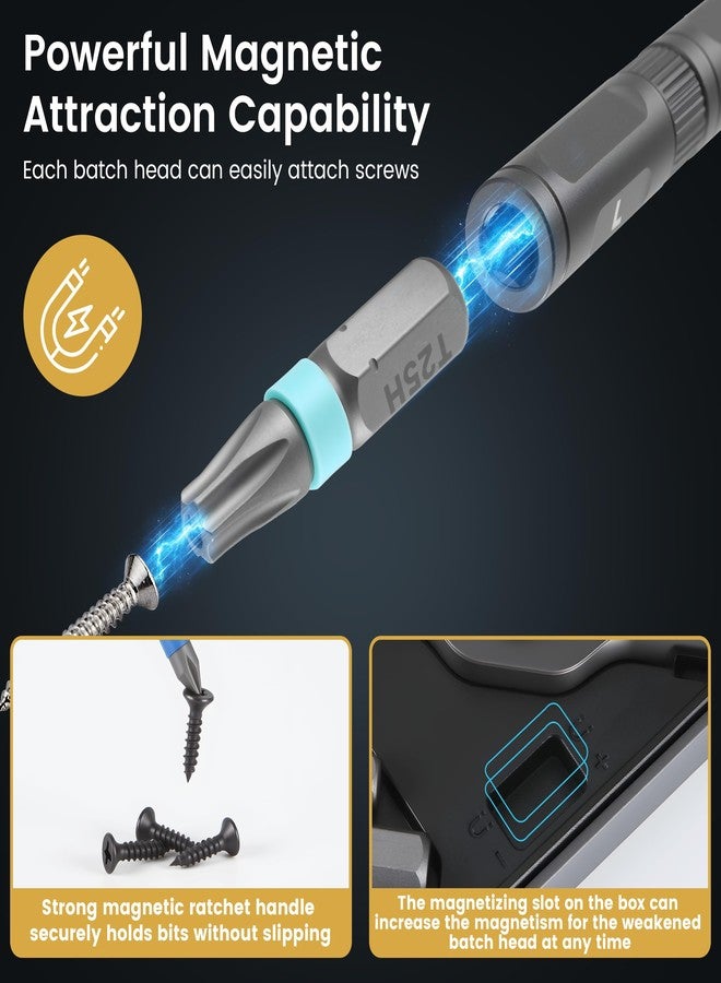R RUCKERCO 24 in 1 Magnetic Ratchet Screwdriver Set with Precision Bits - Ideal for Home Repairs, DIY Projects, and Electronics - Ergonomic Rotatable Ratchet Handle and Storage Case -Perfect Holiday Gift - Image 5
