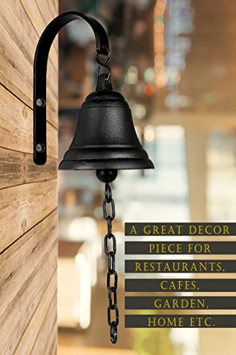 DECONOOR Vintage Cast Iron Dinner Bell as Entry Door Bell, Outside Hanging Decor or Indoor Decoration Wall Antique Farm and Front Gate Bell, Black - Image 3