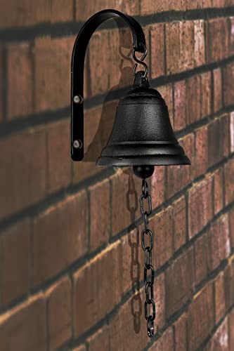 DECONOOR Vintage Cast Iron Dinner Bell as Entry Door Bell, Outside Hanging Decor or Indoor Decoration Wall Antique Farm and Front Gate Bell, Black - Image 4