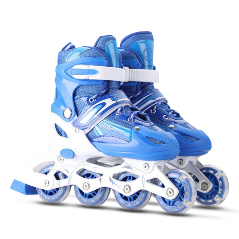 Inline Skates: Medium Size Blue - Abrasion-resistant PVC Wheels And ABEC-7 Bearings For Quiet Smooth Rolling, Auto Light-up Wheels No Battery Required, Size-adjustable Breathable Mesh Lining Inline Sk - Image 2