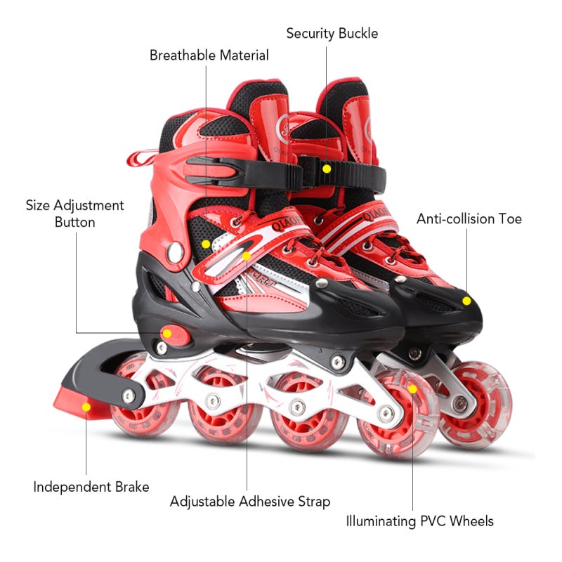 Inline Skates: Medium Size Blue - Abrasion-resistant PVC Wheels And ABEC-7 Bearings For Quiet Smooth Rolling, Auto Light-up Wheels No Battery Required, Size-adjustable Breathable Mesh Lining Inline Sk - Image 5