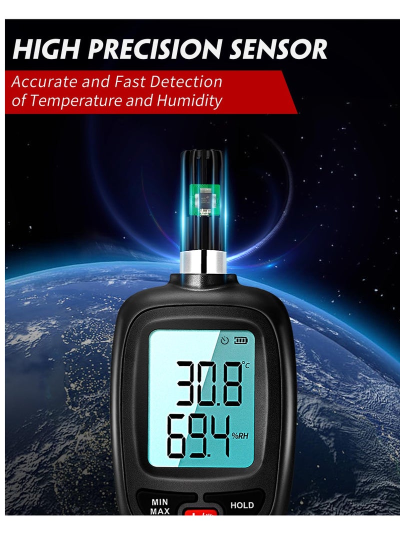 WT83 Temperature Humidity Meter, High Precision Thermometer Hygrometer with Ambient Dew Point Wet Bulb Temperature Indoor Outdoor, Max/Min Data Hold, 1000 Sets Data Log, Batteries Included - Image 3