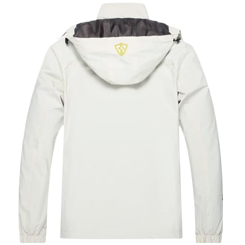 GIISAM Mens Waterproof Lightweight Windbreaker Rain Jacket,Travel Construction Work Raincoats for Men White Small - Image 2