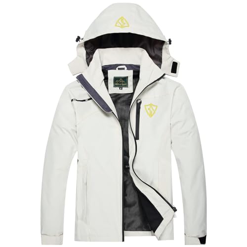 GIISAM Mens Waterproof Lightweight Windbreaker Rain Jacket,Travel Construction Work Raincoats for Men White Small - Image 1