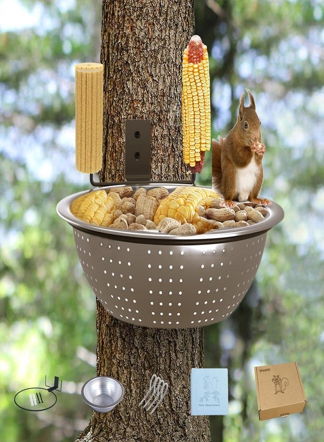 Ofasixx Squirrel Feeders for Outside-Squirrel Feeder with Drainage Holes, Removable Bowl, Squirrel Picnic Table-Chipmunk Feeder with 2 Corn Cob Holders,1×Journal, Fence/Tree Easy to Install - Image 1
