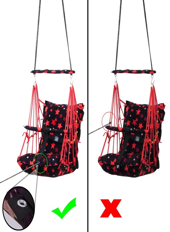 Windson Craft Cotton Baby Hanging Swing for Kids jhula 1-5 Years Swings Cradle Chair uyyala New Born Baby Gifts Foldable and Washable with Safety Belt, Home & Garden (Star Red) - Image 4