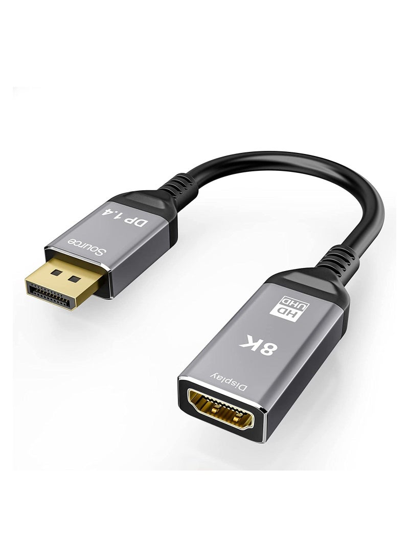 DisplayPort 1.4 to HDMI 2.1 Ultra HD 8K Male to Female Cable 0.25m Converter 8K@60Hz 4K@120Hz Directional Compatible with DisplayPort PC and HDMI Displays Tvs  - Image 1
