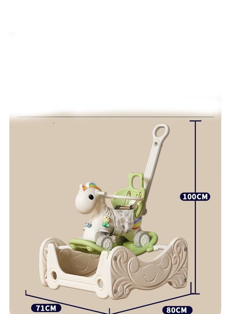 فول جوي حصان هزاز مع مسند للظهر للأطفال مع لوح توازن قابل للفصل وموسيقي وترامبولين 4*1 ,80*71*100 سم - Image 5