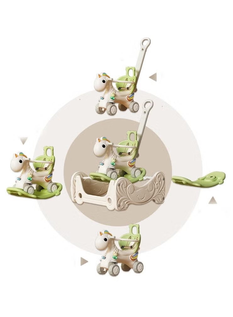 فول جوي حصان هزاز مع مسند للظهر للأطفال مع لوح توازن قابل للفصل وموسيقي وترامبولين 4*1 ,80*71*100 سم - Image 2