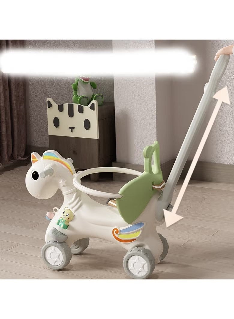 فول جوي حصان هزاز مع مسند للظهر للأطفال مع لوح توازن قابل للفصل وموسيقي وترامبولين 4*1 ,80*71*100 سم - Image 3