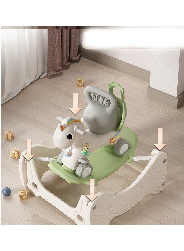 فول جوي حصان هزاز مع مسند للظهر للأطفال مع لوح توازن قابل للفصل وموسيقي وترامبولين 4*1 ,80*71*100 سم - Image 4