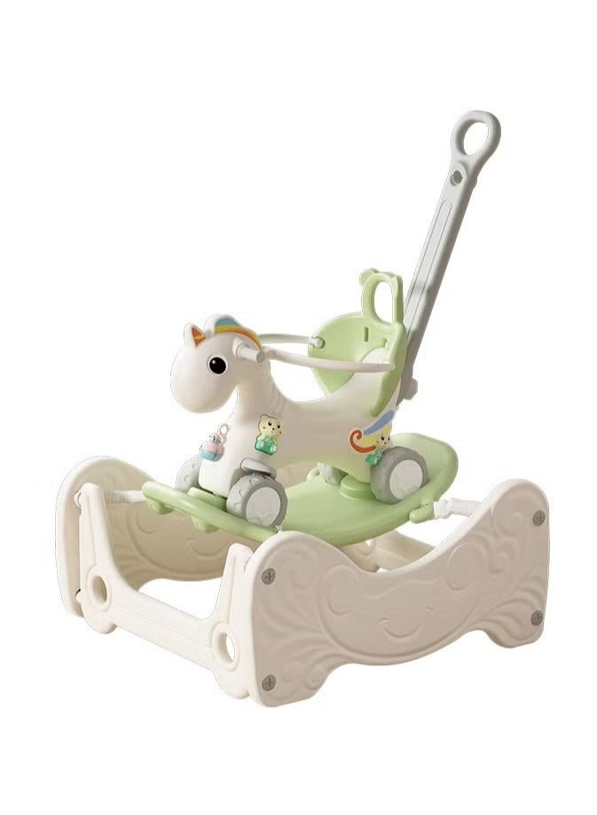 فول جوي حصان هزاز مع مسند للظهر للأطفال مع لوح توازن قابل للفصل وموسيقي وترامبولين 4*1 ,80*71*100 سم - Image 1