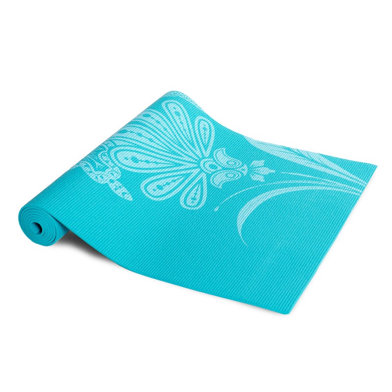 CAP Barbell Tone Fitness Yoga Mat with Floral Pattern, Teal , 24 inches x 68 inches - Image 1