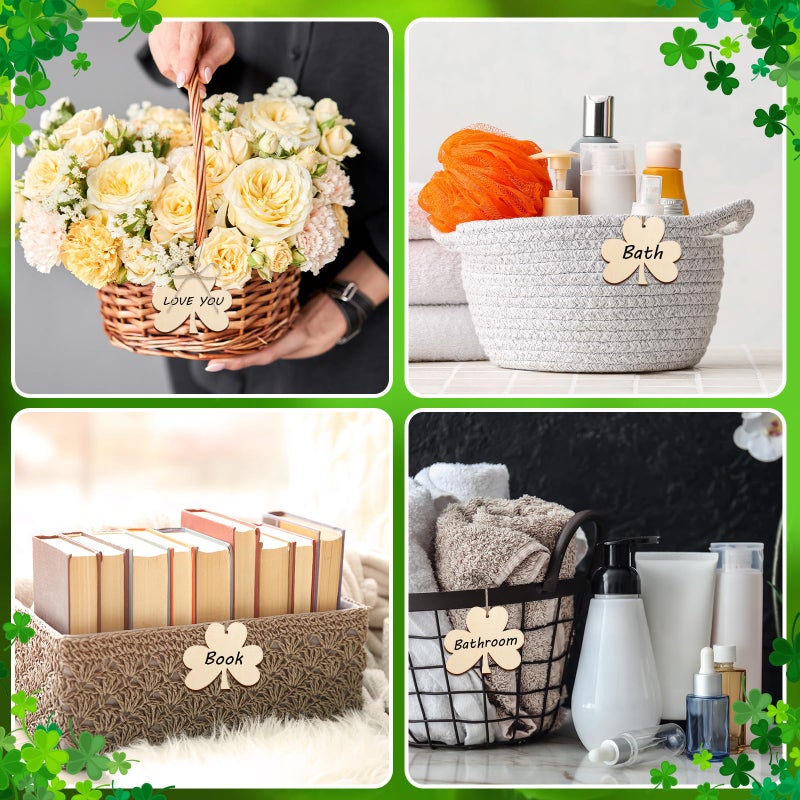 Sophena Wooden Shamrock Ornaments to Paint St. Patrick's Day Decoration Cutouts Unfinished 24PCS 3.5 x 3 inches, DIY Blank Unfinished Wood Discs Ornament for Home Farmhouse Crafts Hanging Spring Decorations - Image 4