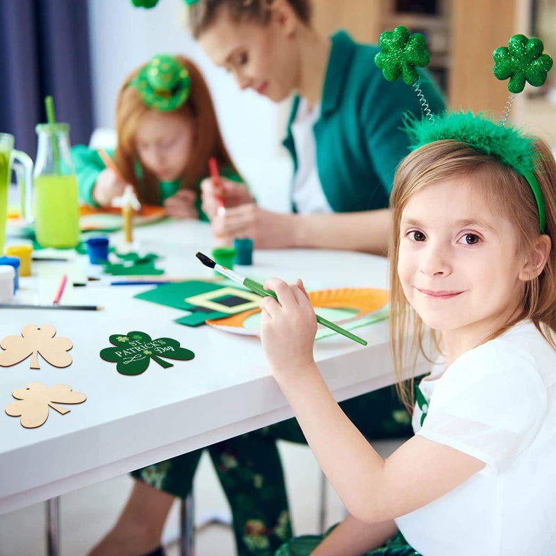 Sophena Wooden Shamrock Ornaments to Paint St. Patrick's Day Decoration Cutouts Unfinished 24PCS 3.5 x 3 inches, DIY Blank Unfinished Wood Discs Ornament for Home Farmhouse Crafts Hanging Spring Decorations - Image 3