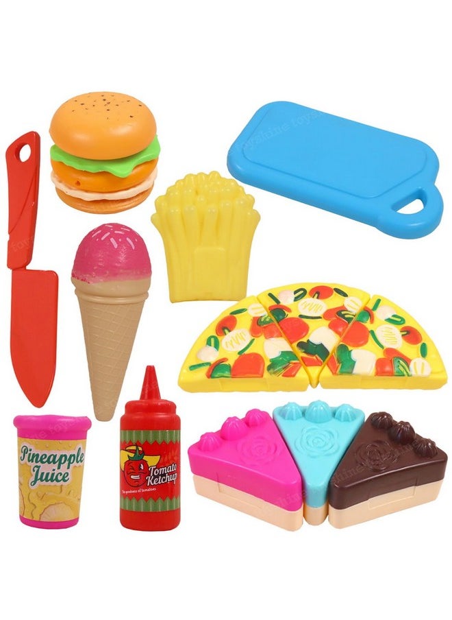 Toyshine - Toyshine Pizza Party Fast Food Pretend Cooking & Cutting Play Set Toy for Kids (Multi-Color) - Image 1