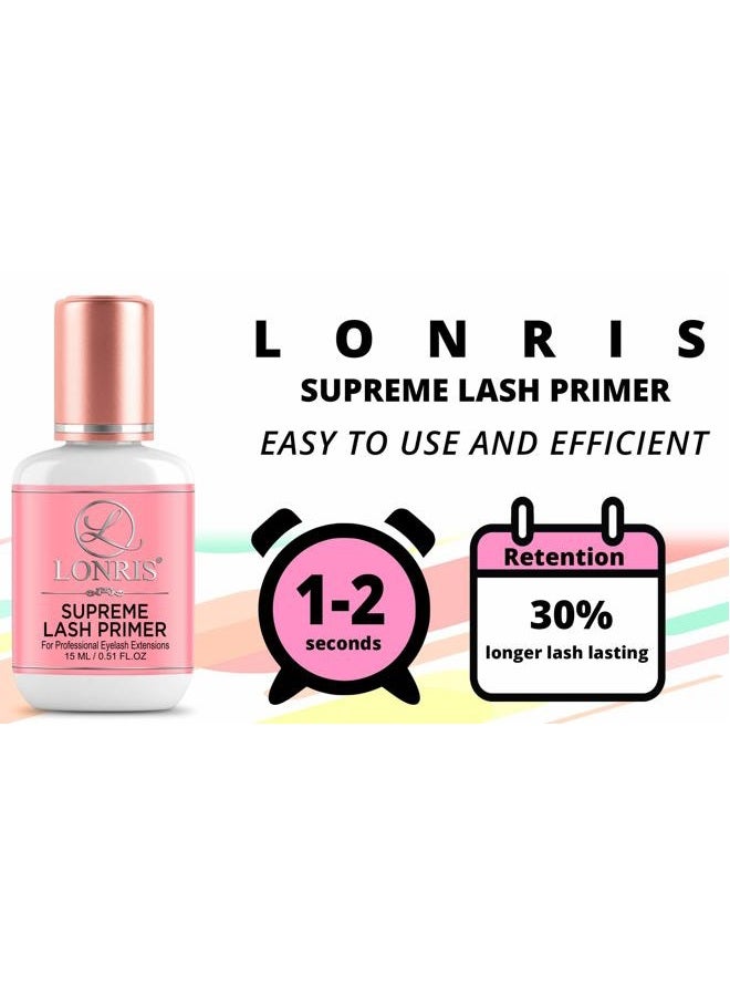 LONRIS Eyelash Extension Primer - 30% BETTER RETENTION - Lonris Cleanser 15 ml/Protein Oil Remover/Increase Adhesive Bonding Power/Pre-treatment for Individual Semi-Permanent Extensions Glue Supplies  - Image 2