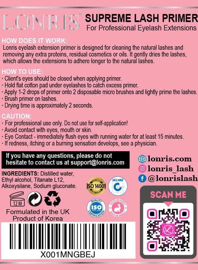 LONRIS Eyelash Extension Primer - 30% BETTER RETENTION - Lonris Cleanser 15 ml/Protein Oil Remover/Increase Adhesive Bonding Power/Pre-treatment for Individual Semi-Permanent Extensions Glue Supplies  - Image 3