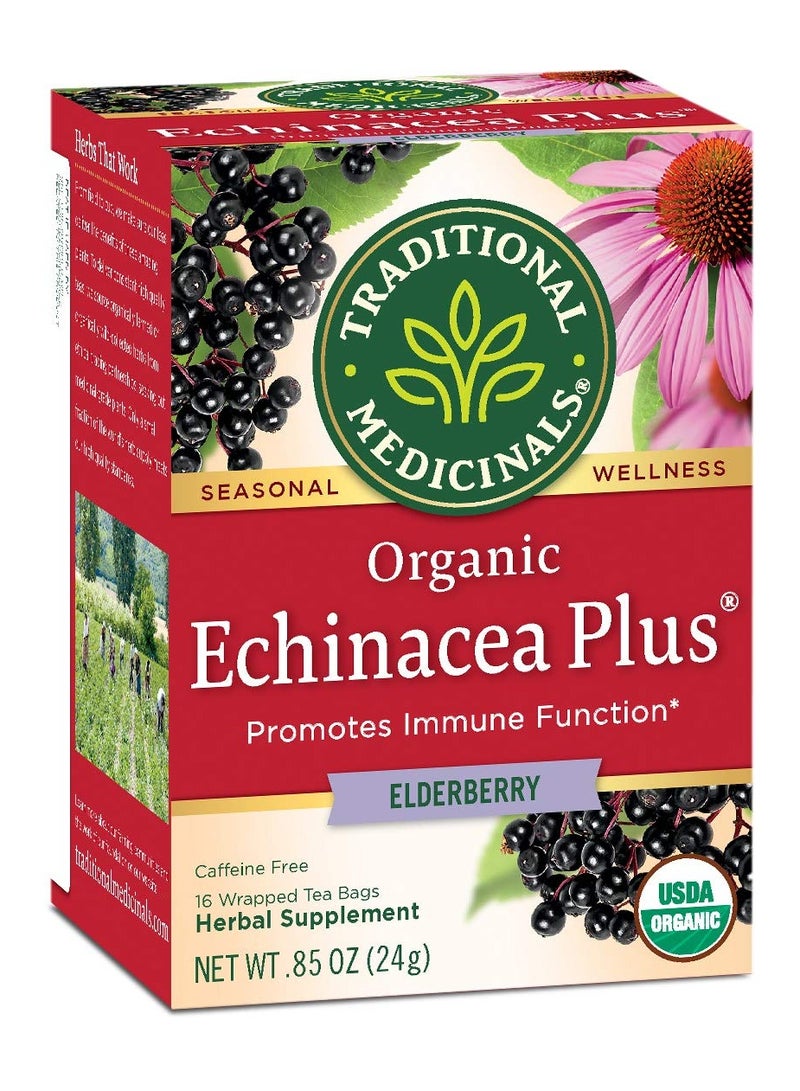 Tm Traditional Medicinals Teas Organic Echinacea Plus Elderberry Tea, Elder 16 Bags (Pack Of 1) - Image 1
