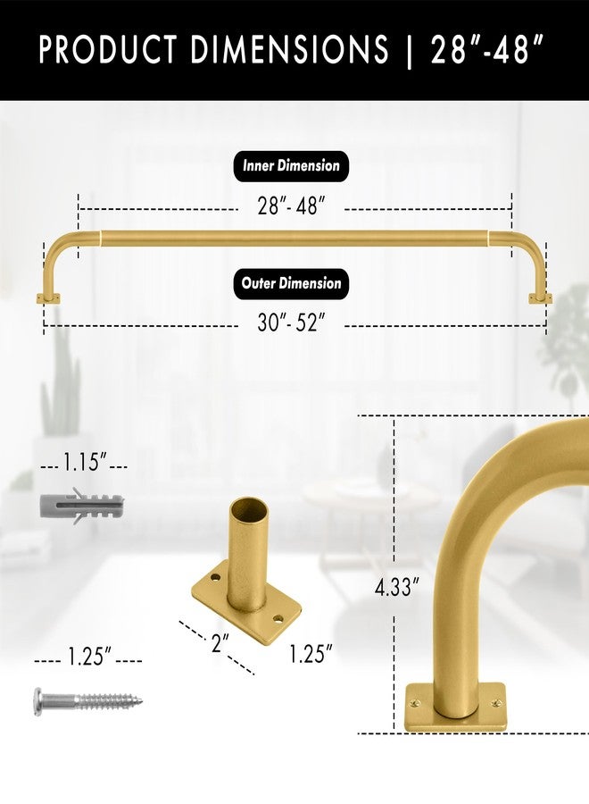 MERIVILLE 1-Inch Diameter Wrap Around Blackout Curtain Rod, 28-Inch to 48-Inch, Gold Finish - Image 2