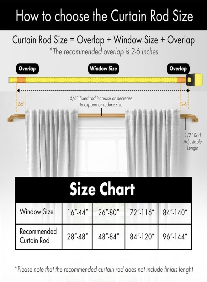MERIVILLE 1-Inch Diameter Wrap Around Blackout Curtain Rod, 28-Inch to 48-Inch, Gold Finish - Image 3