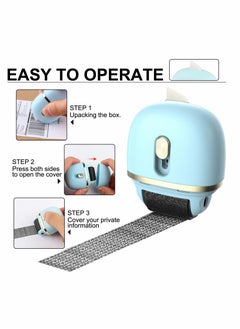 Y&D Lomil Identity Protection Roller Stamps 1 Pack - Wide Theft Stamp for ID Blockout with 4 Refills Privacy Confidential and Address Blocker (Blue)  - Image 4