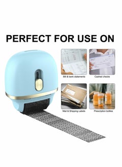 Y&D Lomil Identity Protection Roller Stamps 1 Pack - Wide Theft Stamp for ID Blockout with 4 Refills Privacy Confidential and Address Blocker (Blue)  - Image 1