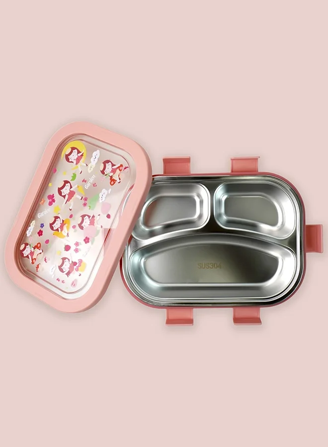 LITTLE SURPRISE BOX Little Surprise Box,3 Sections Peach Fairy Stainless Steel Lunch Box For Kids