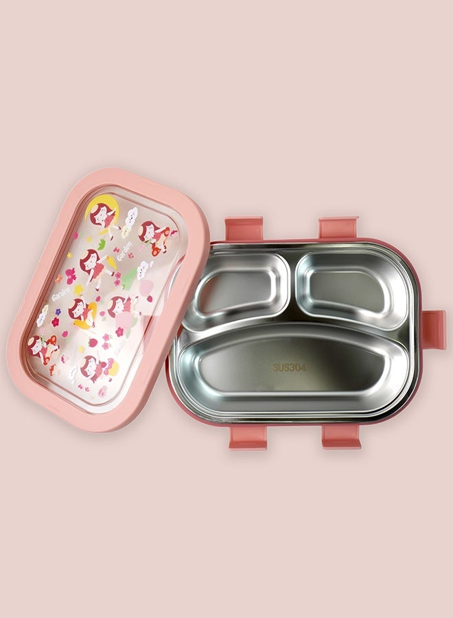 LITTLE SURPRISE BOX Little Surprise Box,3 Sections Peach Fairy Stainless Steel Lunch Box For Kids - Image 3