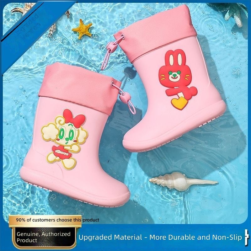 BOBDOG Kids Rain Boots Anti-Slip Boys Girls Rain Shoes Waterproof PVC Low-Top School Rain Boots for Children