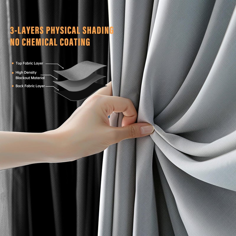 MaKefeile Room Divider Curtain with Flexible Ceiling Track Set Total Blackout Ceiling Curtains and Track Sliding Door Curtains Extra Wide Curtains Portable Curtain.(Beige W150 x H108 1 Panel) - Image 4