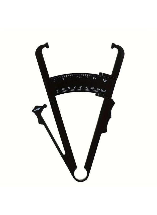 Black Body Fat Caliper Dual Scale Inch CM Measurement for Home Gym Fitness - Image 1