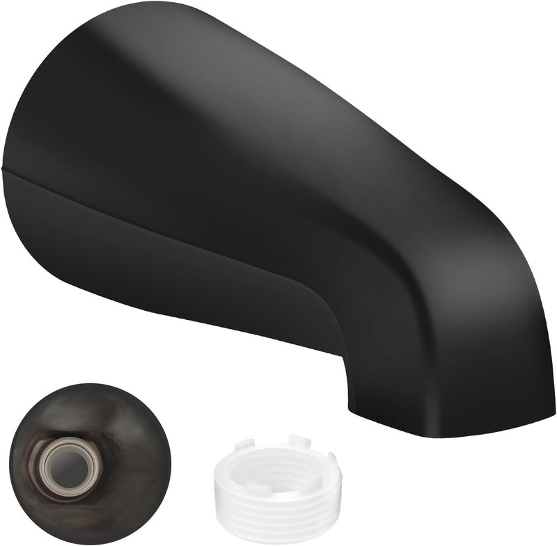 Coolfell Universal Bath Tub Spout with Adapter, Bathtub Faucet Spout Without Diverter, 5" Length Bathtub Spout for 1/2'', 3/4'' IPS Inside Thread Connection and Tub/Shower Faucet (Matte Black) - Image 1