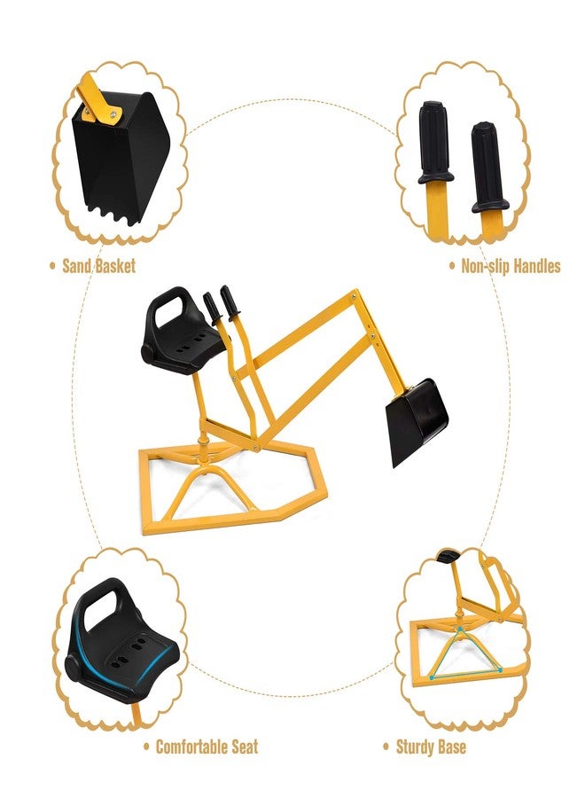 GLACER Sandbox Digger, 360° Rotation Kid Excavator Toy Crane with Base, Steel Outdoor Play Digging Toys for Sand, Dirt, Snow, Beach, Ride on Sand Digger for Kids - Image 4