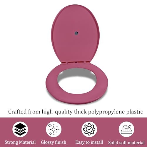 Sandcastle Round Pvc Toilet Seat Cover for Regular EWC Colours - Magenta/Dark Pink - Image 4