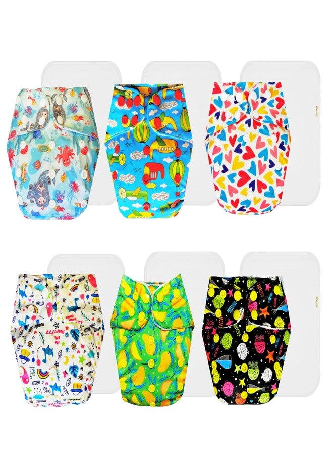 Dumbledo Premium Cloth Diaper with Cotton Insert (Pack of 6) | Snug Fit | Breathable | Travel Friendly | Ideal for Toddlers | 3 Months - 3 Years | Unisex Baby - Image 1